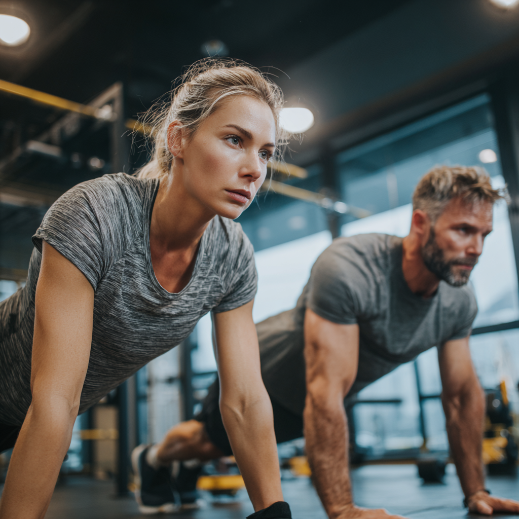 Energetic Czech adults of various ages performing daily movement routines outdoors, showing joy and vitality